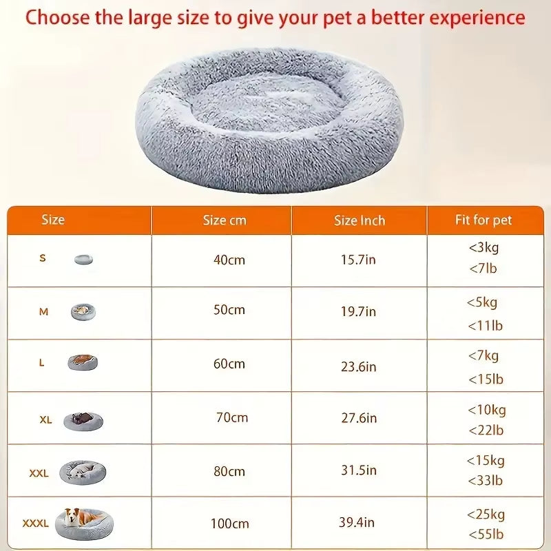 Luxury Round Dog Bed for Large Breeds - Ultra-Soft Plush Cat and Dog House for Medium Dogs - Winter Warm Sleeping Solution