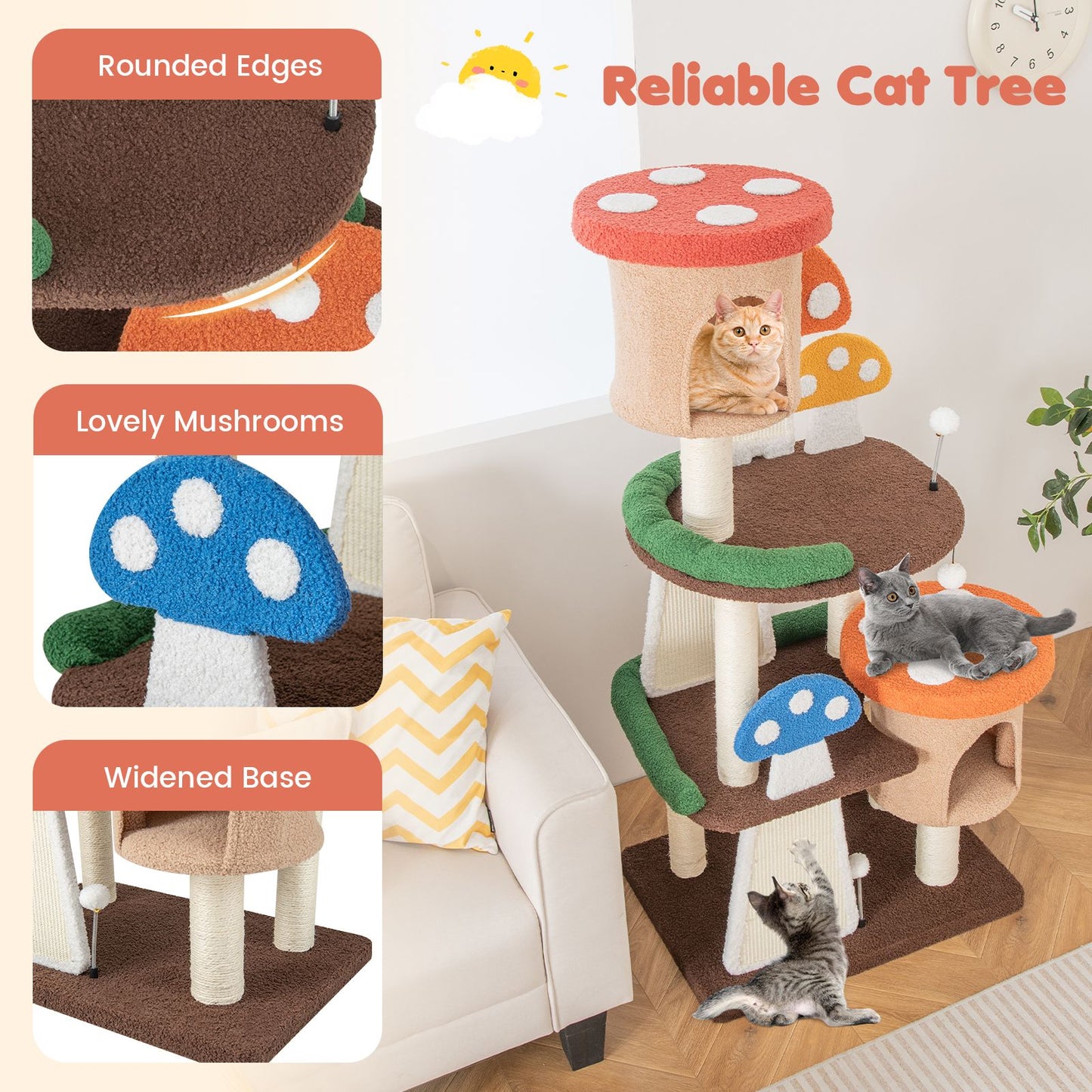 4-In-1 Cat Tree Multi-Layer Cat Tower with 2 Condos and Platforms
