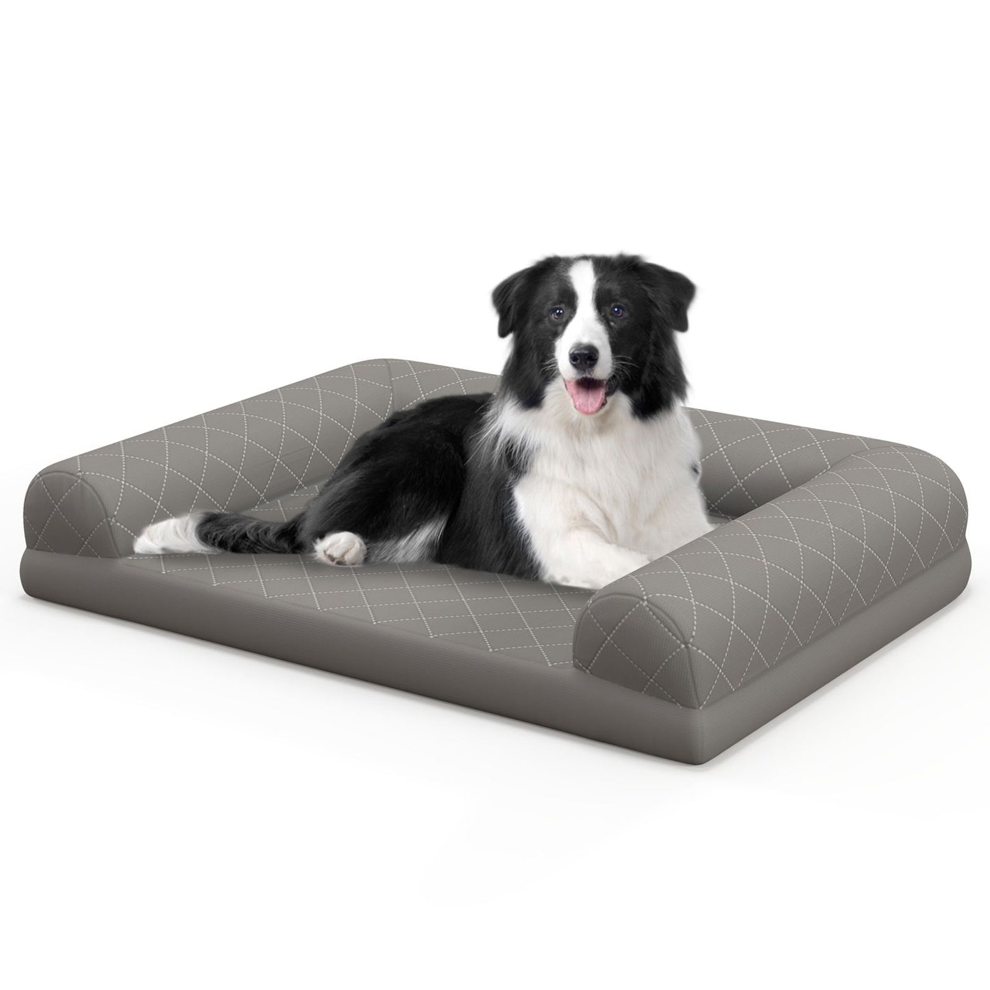 Orthopedic Egg-Foam Dog Crate Bed with Three-Sided Bolster