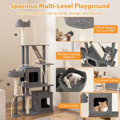 180CM Tall Cat Tree Multi-Level Large Cat Tower with Scratching Posts