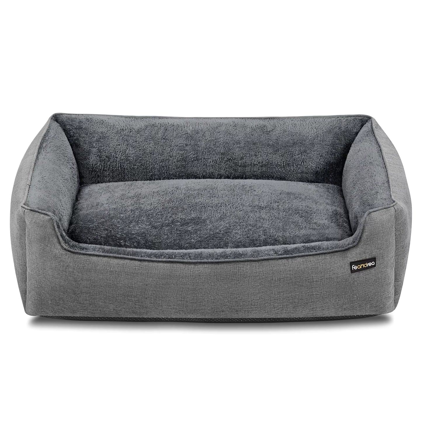 Linen-Look Dog Bed Sofa with Raised Edges, Non-Slip Base, and Washable Cover - 110 x 75 x 27 cm