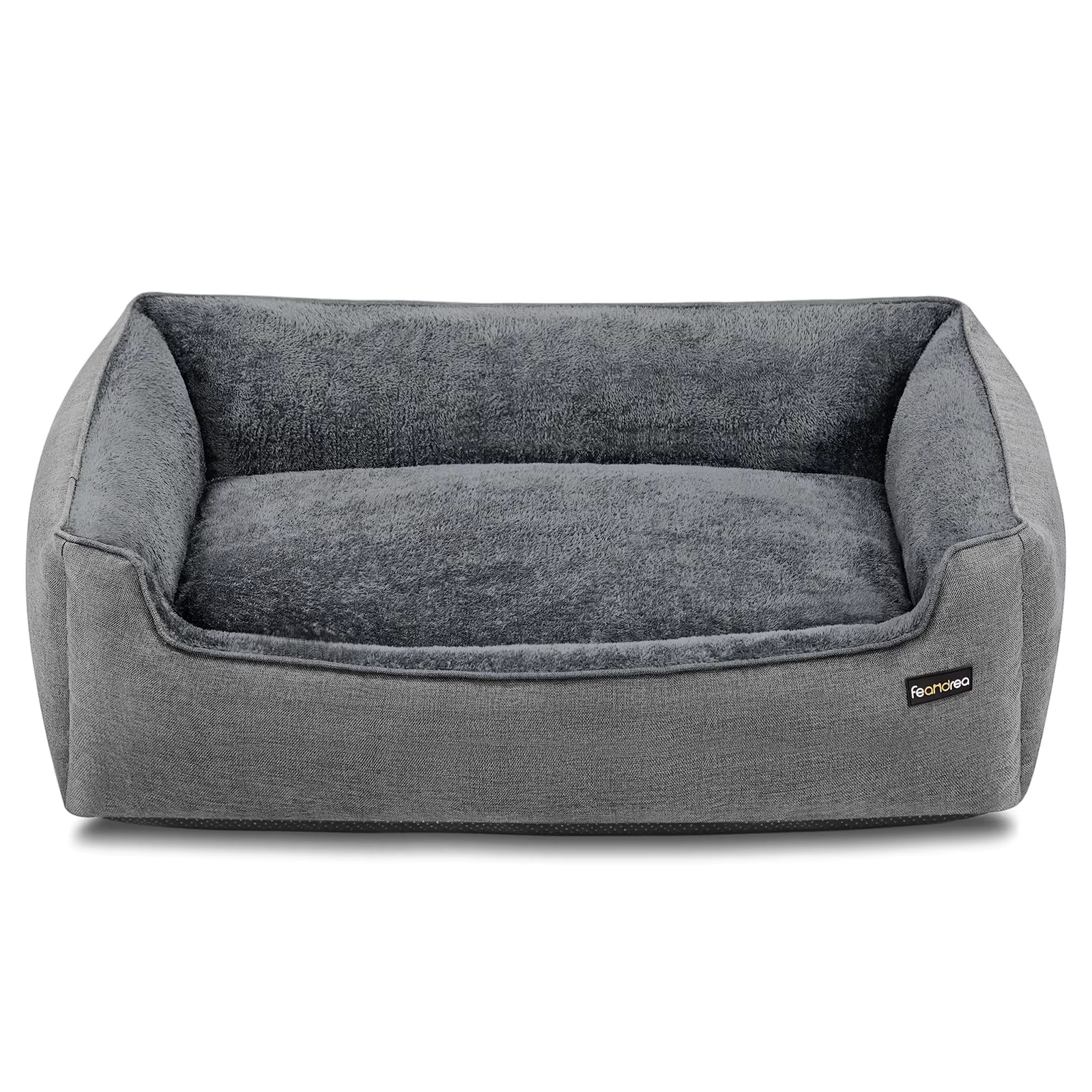Linen-Look Dog Bed Sofa with Raised Edges, Non-Slip Base, and Washable Cover - 110 x 75 x 27 cm