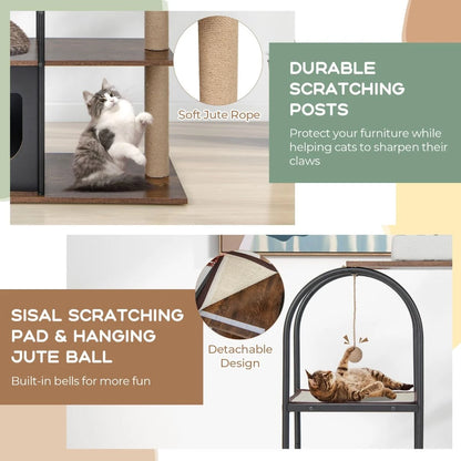 118 Cm Tall Cat Tree Tower with Metal Frame