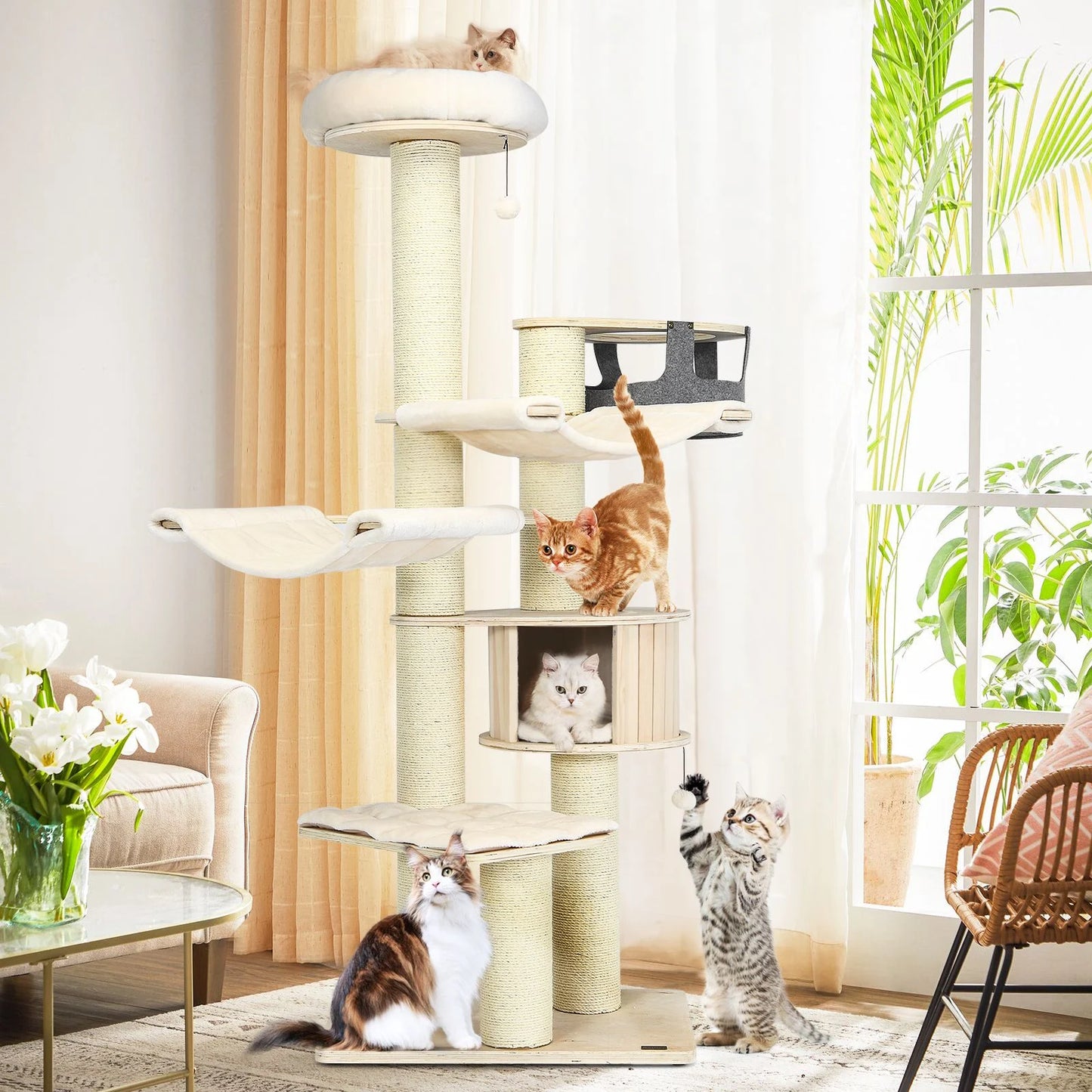 Multi-Level Cat Tower - 197 cm Cat Tree for Play and Rest