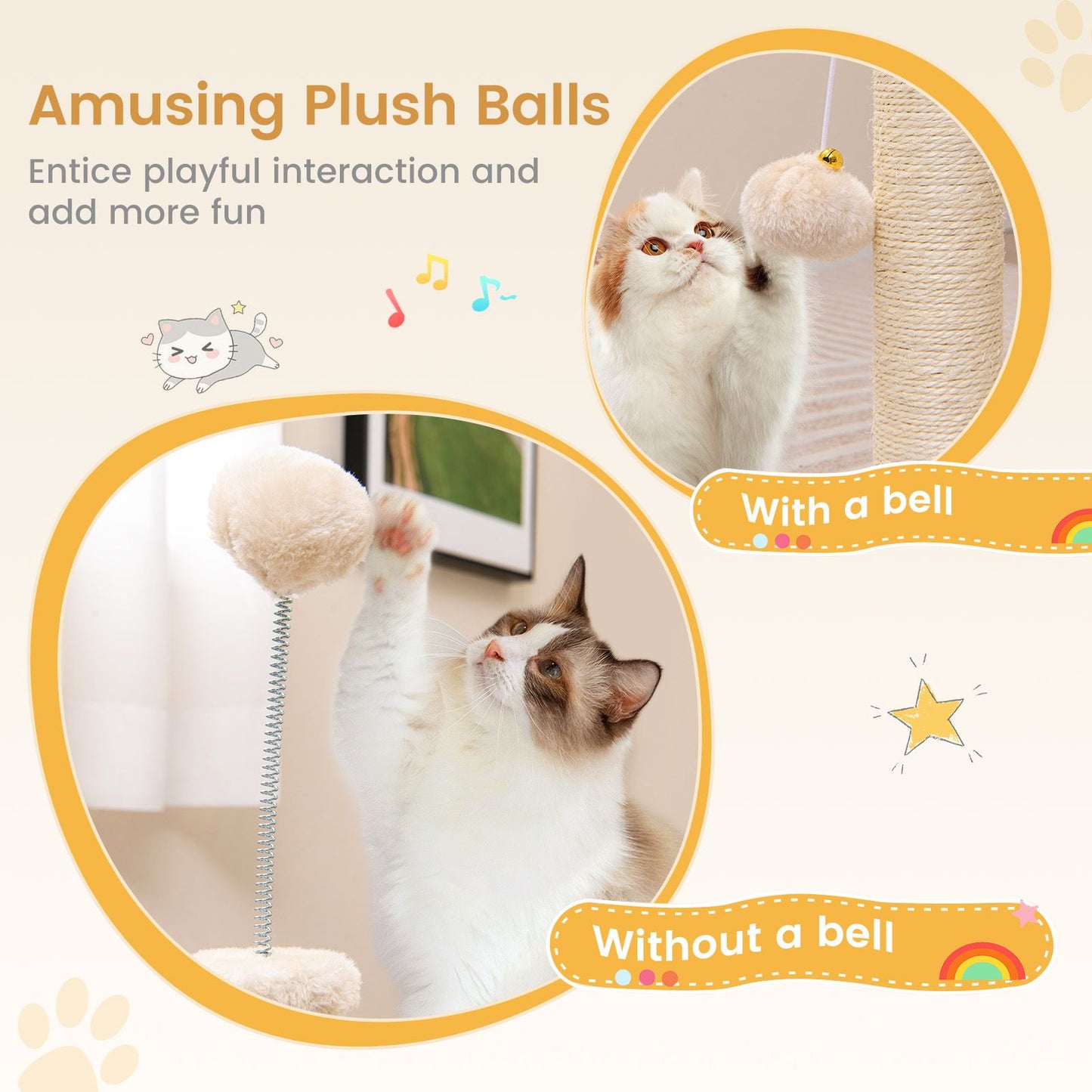 4 in 1 Cat Tree with Cat Self Groomer and Sisal Covered Scratching Post