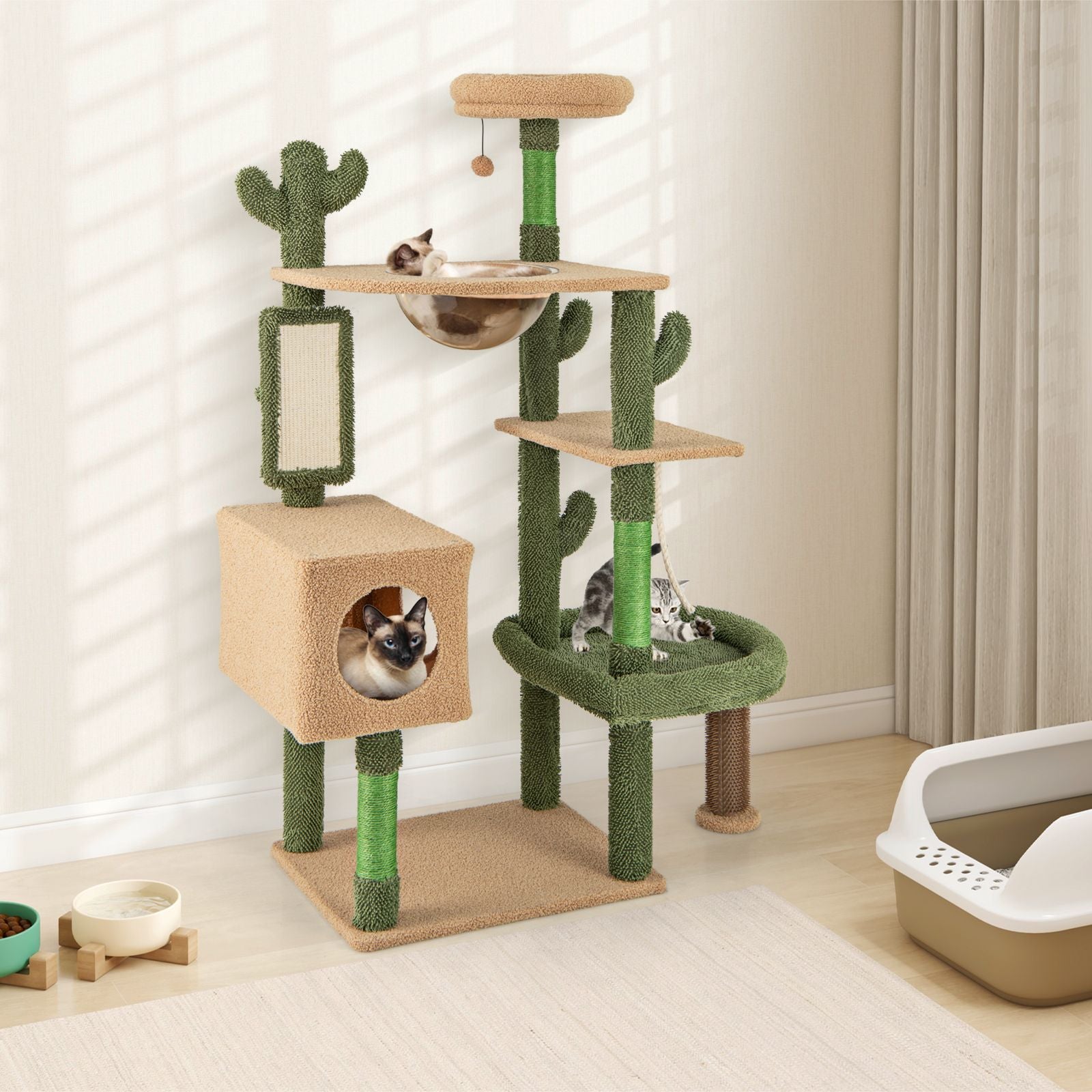 150 Cm Multi-Level Cactus Cat Tree for Indoor Cats