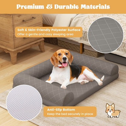 Orthopedic Egg-Foam Dog Crate Bed with Three-Sided Bolster