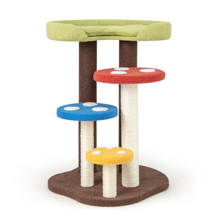 3-In-1 Cat Tree with 3 Full-Wrapped Sisal Posts and Removable Mat & Platforms