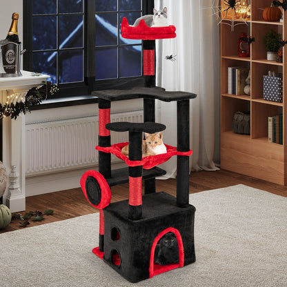 Gothic Cat Tree for Indoor Cats Large Cat Tower with Plush Perch
