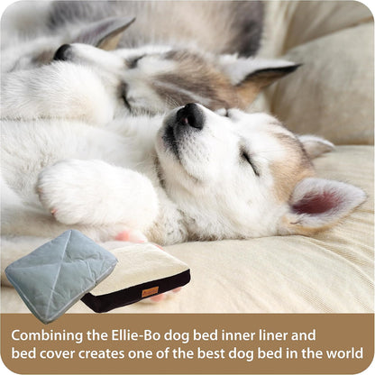 Ellie-Bo Small Dog Bed for 24-Inch Crate - Black Faux Suede and Sheepskin