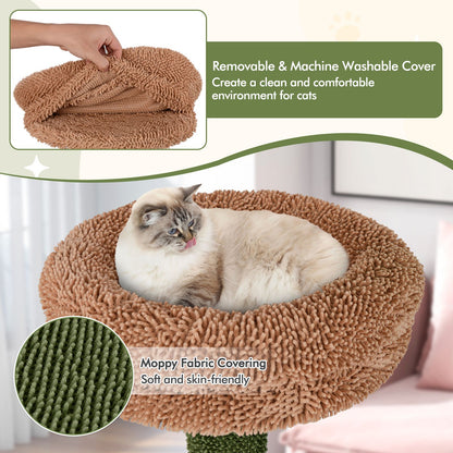 152Cm Cute Cat Tree with Sisal Scratching Posts and Rope, Plush Perch