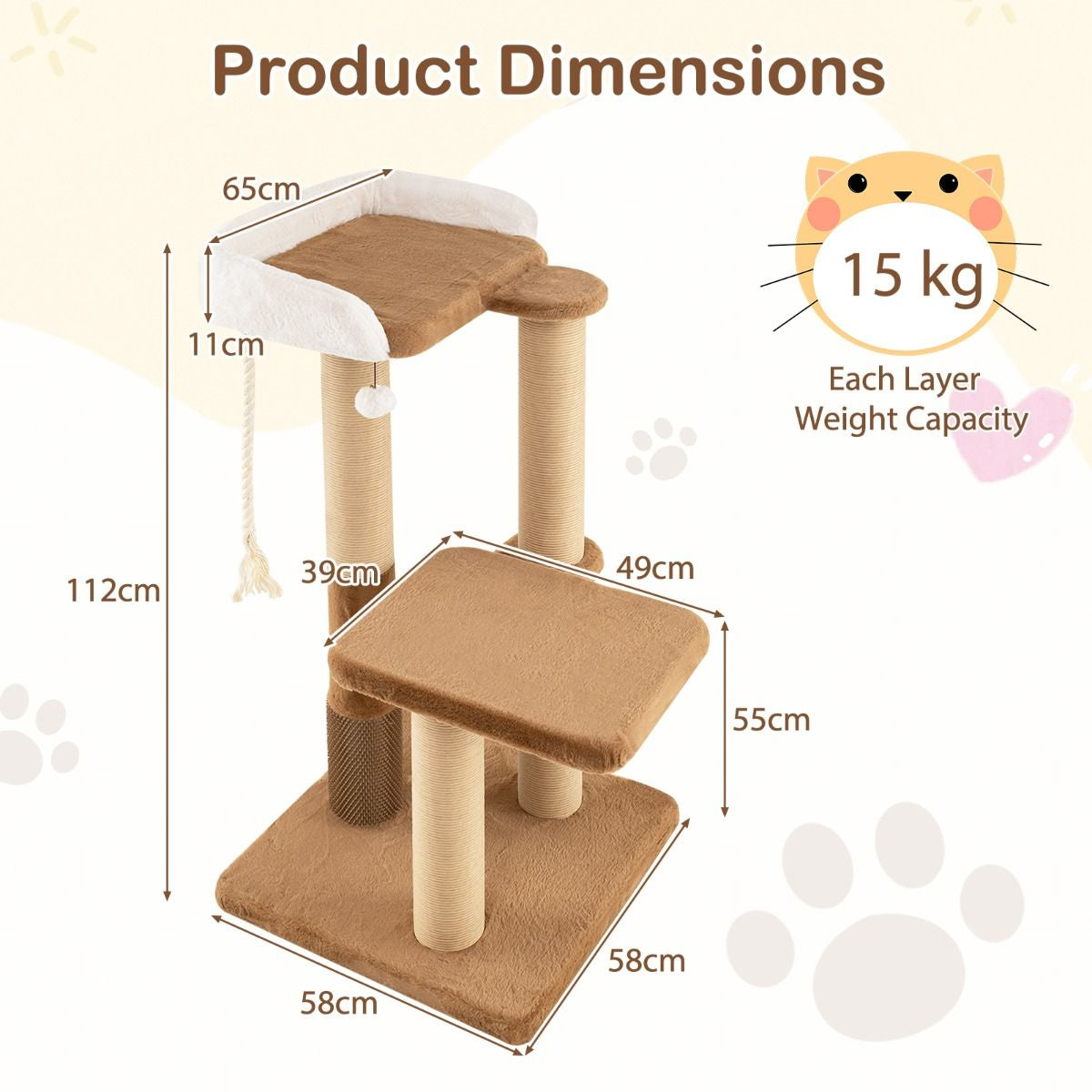 Indoor Cat Tree with Plush Perch, Scratching Posts, and Jumping Platform