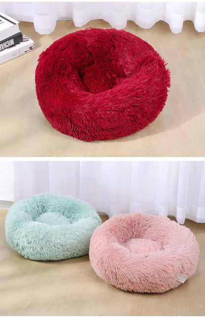 Cathouse Plush Round Pet Bed for Dogs and Cats - Available in Large, Medium, and Small Sizes