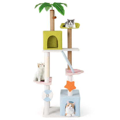 180 Cm Tall Cat Tree Multi-Level Aesthetic Beach-Themed Cat Tower