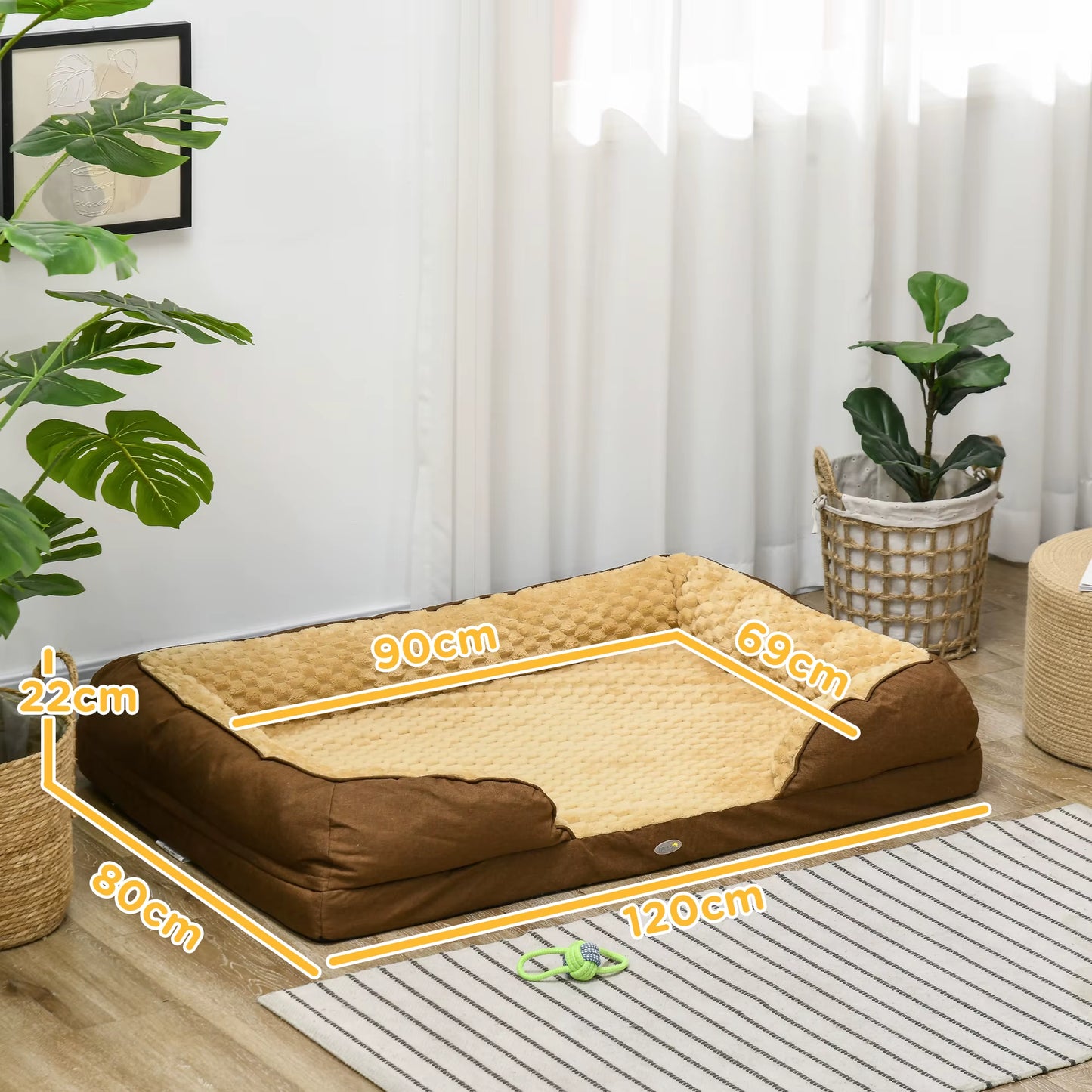 Calming Dog Bed for Large Breeds - Brown Pet Mattress