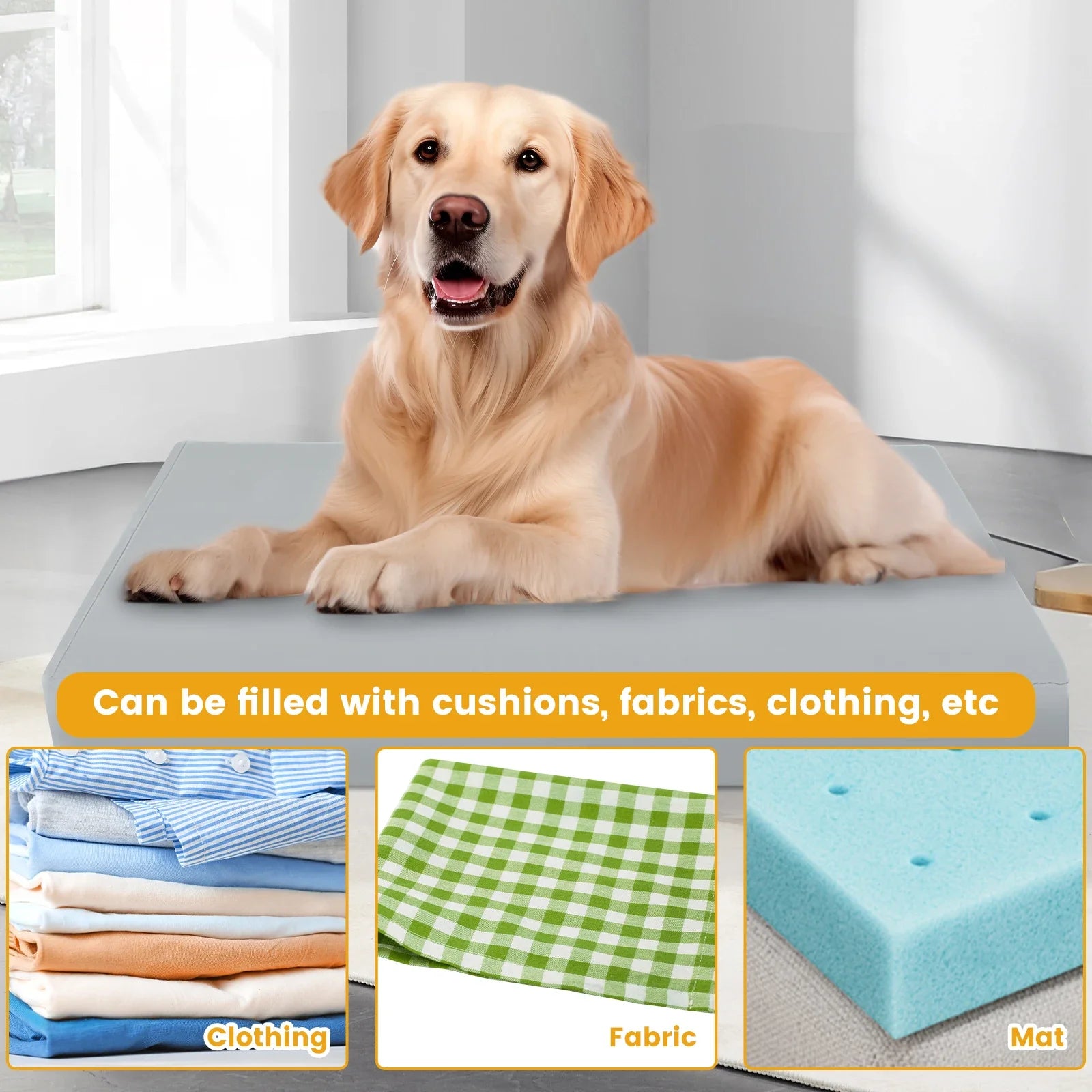 Waterproof Oxford Cloth Dog Bed Cover with Zipper - Removable and Washable Liner for Small/Medium Pets