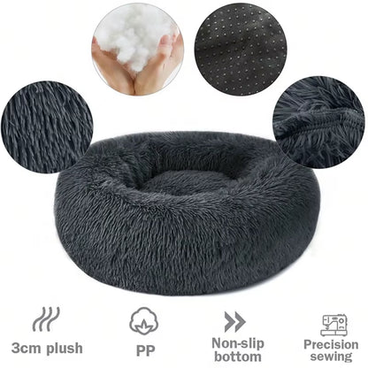 Luxury Round Dog Bed for Large Breeds - Ultra-Soft Plush Cat and Dog House for Medium Dogs - Winter Warm Sleeping Solution