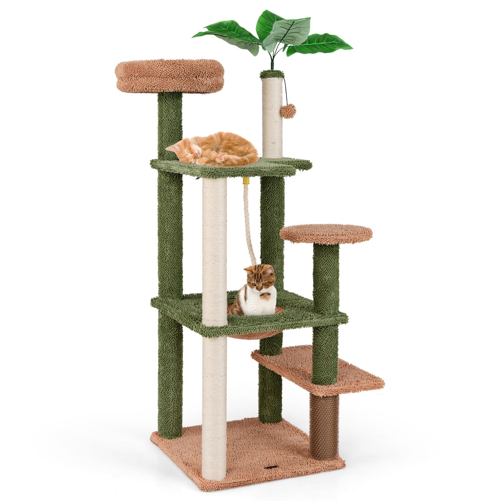 152Cm Cute Cat Tree with Sisal Scratching Posts and Rope, Plush Perch
