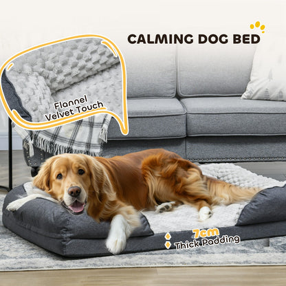 Pawhut Calming Dog Bed for Large Breeds - Charcoal Grey Mattress