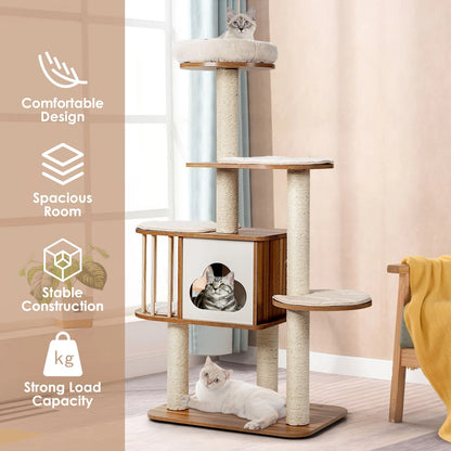 Cat Tree for Indoor Cats with Padded Plush Perch
