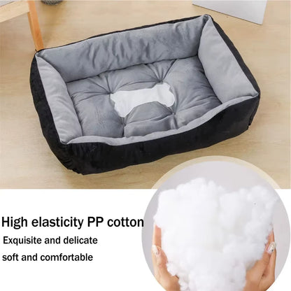 Large Dog Cushion Bed - Square Design, Breathable, Non-Slip, Winter Warmth, Thickened Soft Cat Mat, Pet House