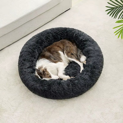 Luxury Round Dog Bed for Large Breeds - Ultra-Soft Plush Cat and Dog House for Medium Dogs - Winter Warm Sleeping Solution