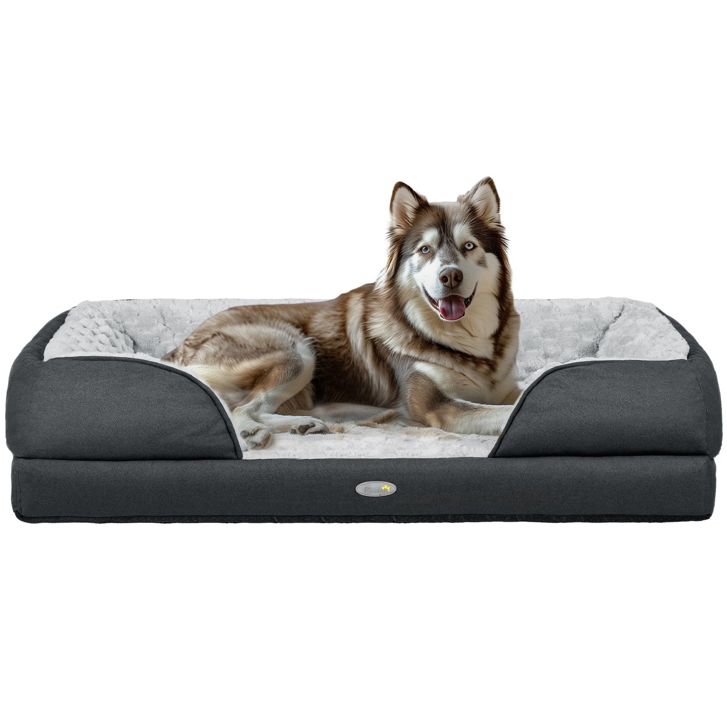 Pawhut Calming Dog Bed for Large Breeds - Charcoal Grey Mattress