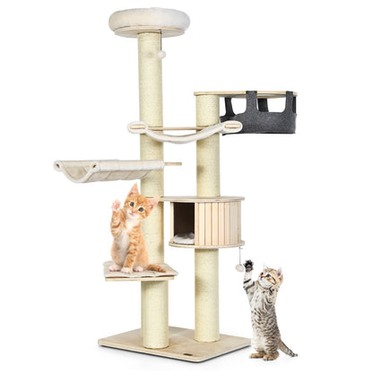 Multi-Level Cat Tower - 197 cm Cat Tree for Play and Rest
