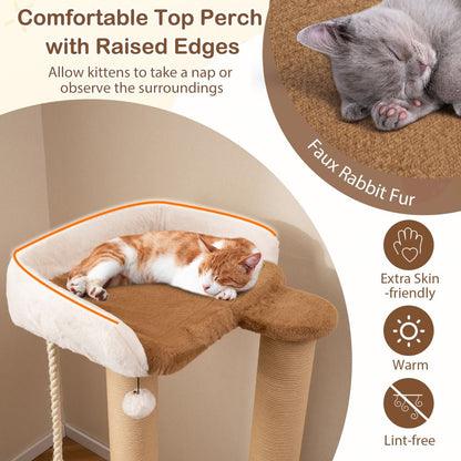 Indoor Cat Tree with Plush Perch, Scratching Posts, and Jumping Platform