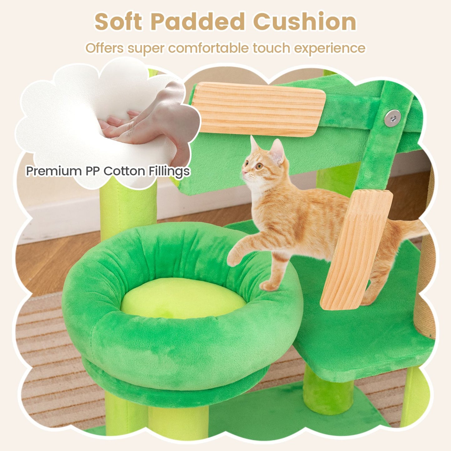 4-Layer Windmill Cat Tree with Scratching Post and Top Perch