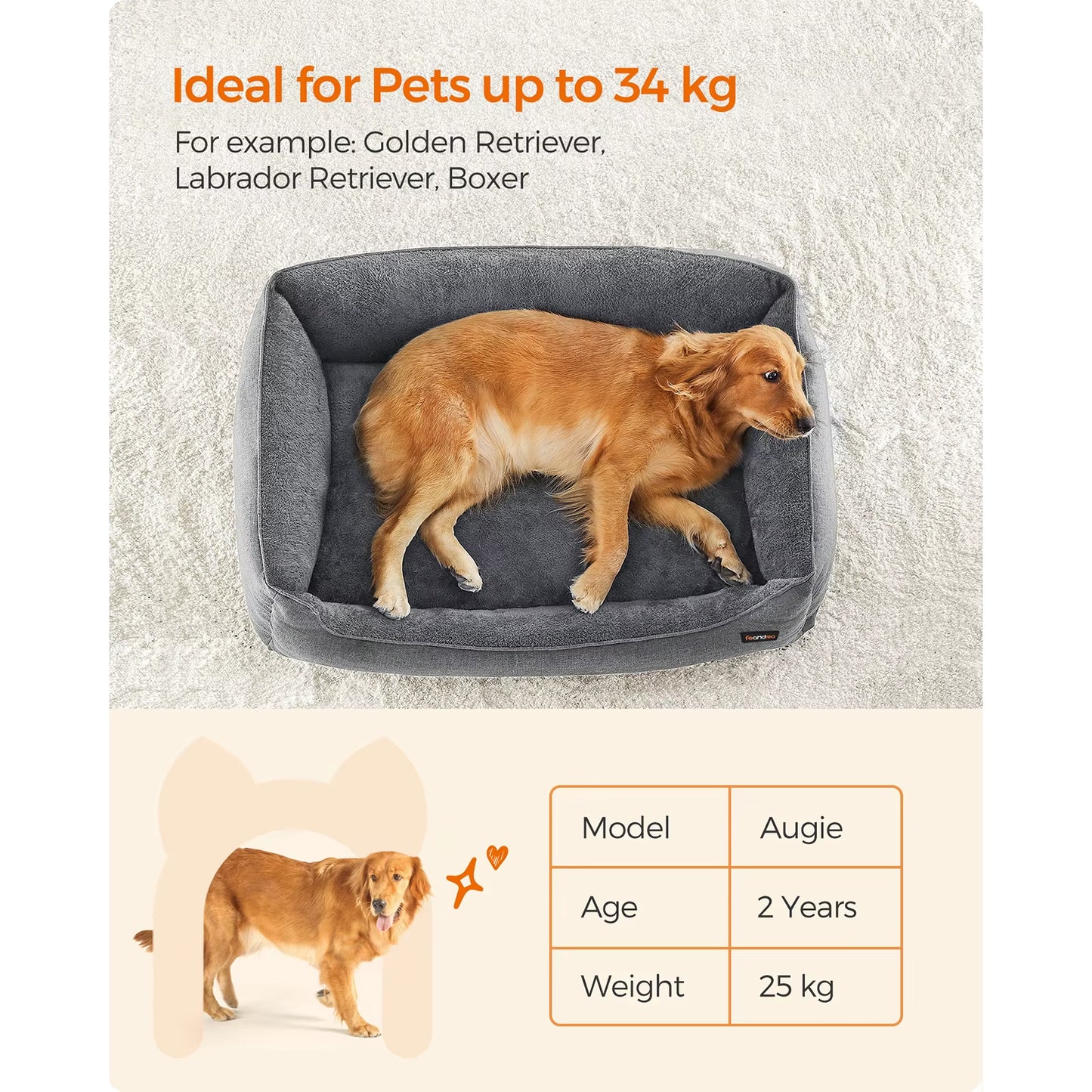 Linen-Look Dog Bed Sofa with Raised Edges, Non-Slip Base, and Washable Cover - 110 x 75 x 27 cm