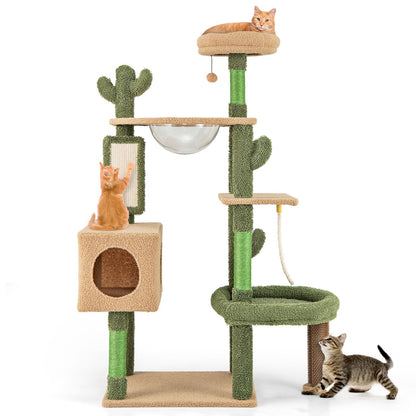 150 Cm Multi-Level Cactus Cat Tree for Indoor Cats