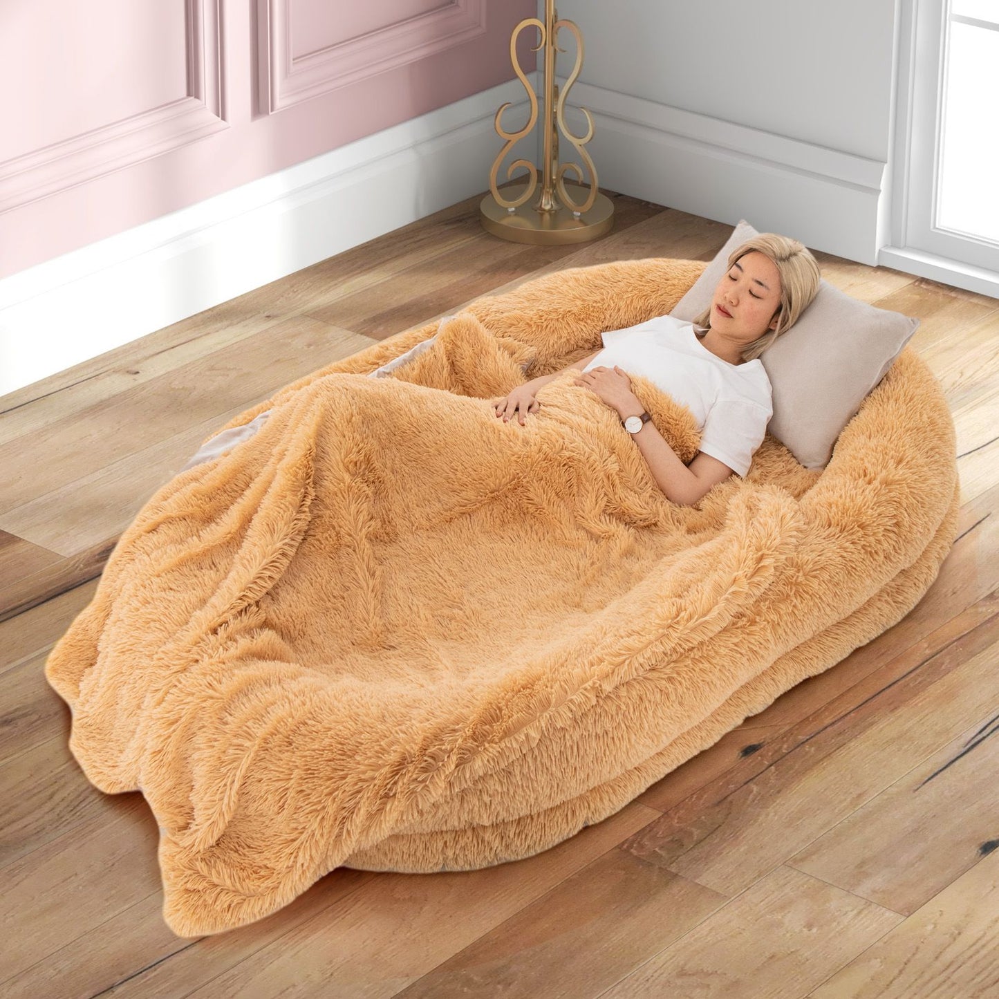 Premium Human Dog Bed with Plush Blanket and Comfort Pillow