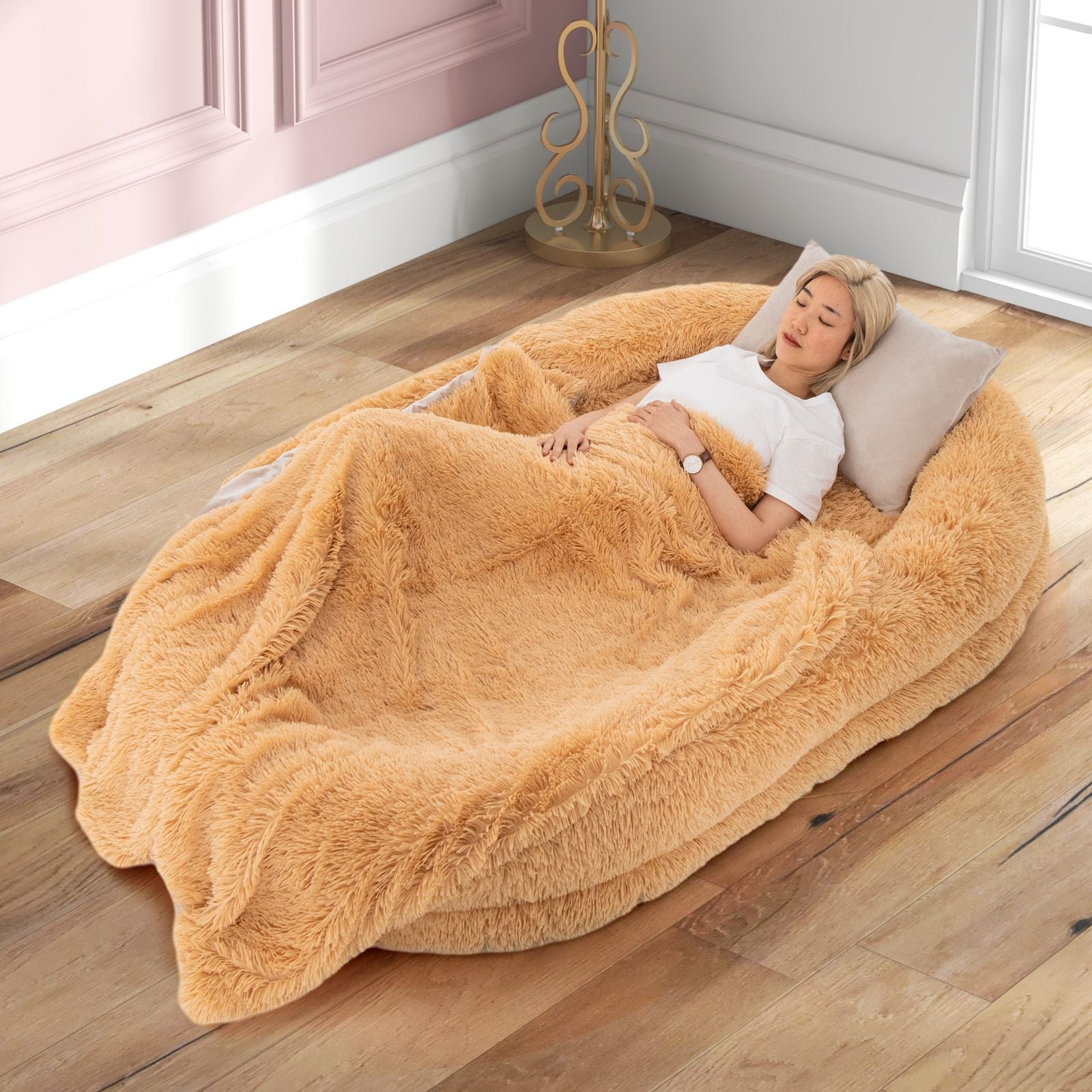 Premium Human Dog Bed with Plush Blanket and Comfort Pillow