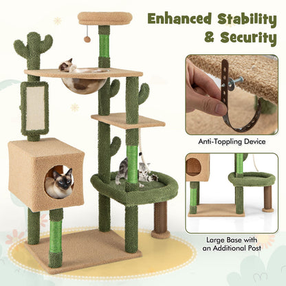 150 Cm Multi-Level Cactus Cat Tree for Indoor Cats