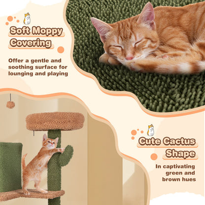160 Cm Multi-Level Cactus Cat Tree for Indoor Cats with Scratching Posts