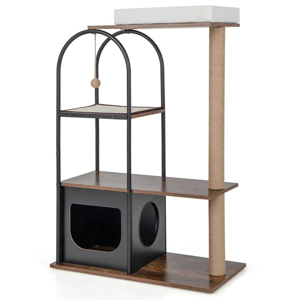 118 Cm Tall Cat Tree Tower with Metal Frame