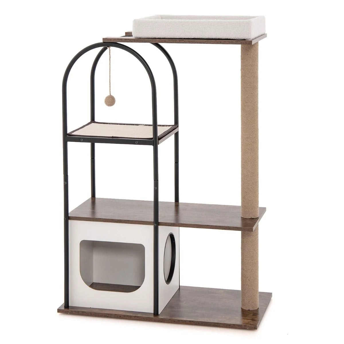 118 Cm Tall Cat Tree Tower with Metal Frame