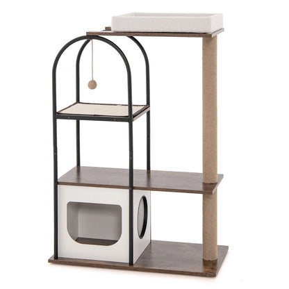 118 Cm Tall Cat Tree Tower with Metal Frame