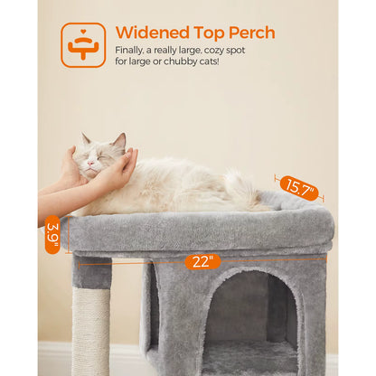 Cat Tree, 84 Cm Cat Tower,Cat Condo for Large Cats up to 7 Kg,2 Cat Caves, Scratching Post