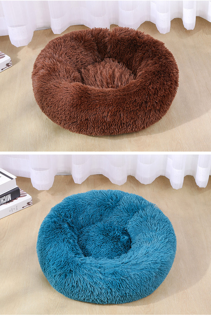 Cathouse Plush Round Pet Bed for Dogs and Cats - Available in Large, Medium, and Small Sizes