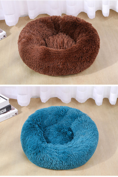 Cathouse Plush Round Pet Bed for Dogs and Cats - Available in Large, Medium, and Small Sizes