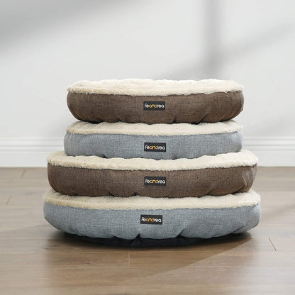 FEANDREA Donut-Shaped Dog and Cat Bed, Round 55 cm Diameter, Grey