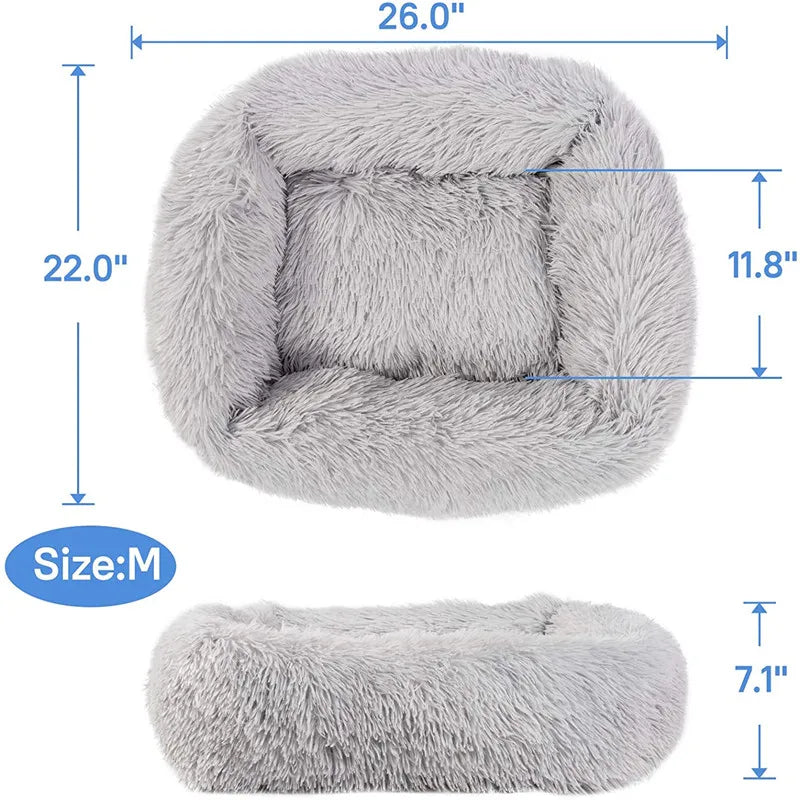 Luxury Dog Bed Square Dog Beds Long Plush Dog Mat Beds for Small Medium Large Dogs Supplies Pet Dog Calming Bed Washable Kennel