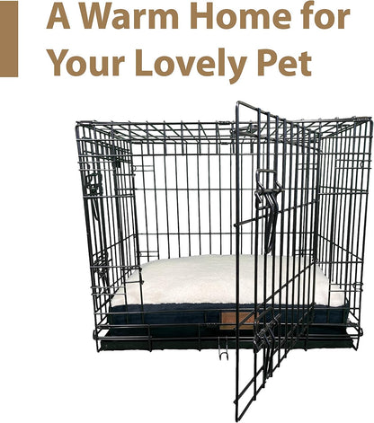 Ellie-Bo Small Dog Bed for 24-Inch Crate - Black Faux Suede and Sheepskin