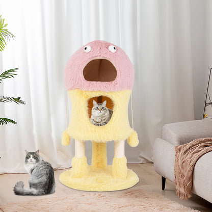 Cute Monster-Themed Cat Tower with 2 Private Condos