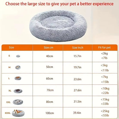Luxury Round Dog Bed for Large Breeds - Ultra-Soft Plush Cat and Dog House for Medium Dogs - Winter Warm Sleeping Solution