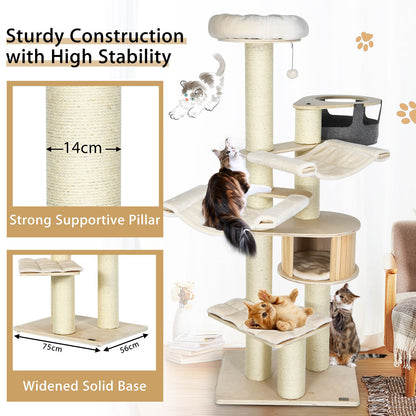 Multi-Level Cat Tower - 197 cm Cat Tree for Play and Rest