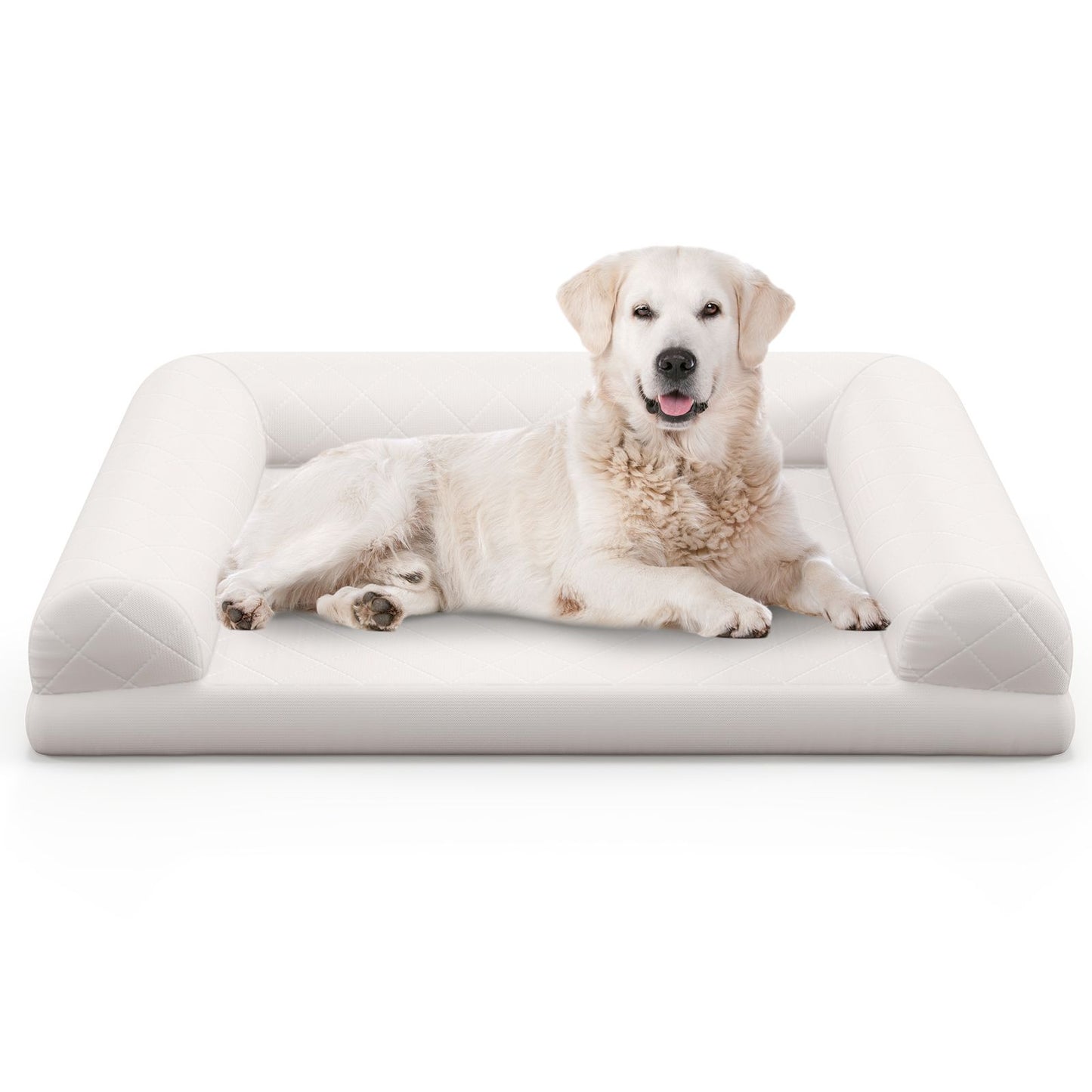 Orthopedic Egg-Foam Dog Crate Bed with Three-Sided Bolster