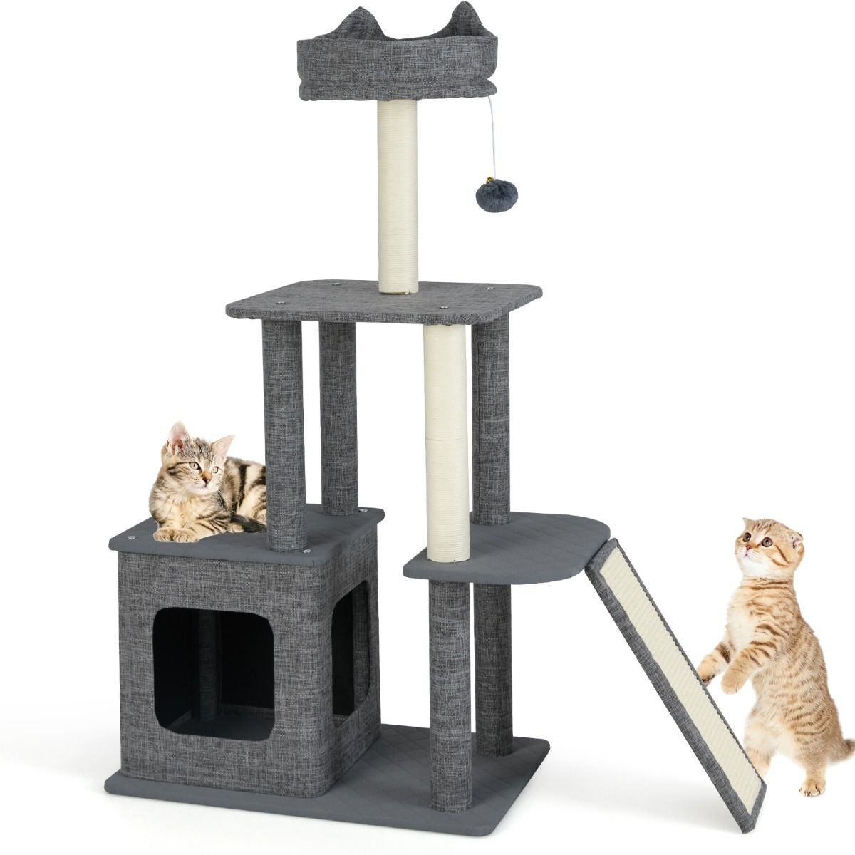 117 CM Modern Cat Tree for Indoor Cats Cat Tower with Scratching Posts
